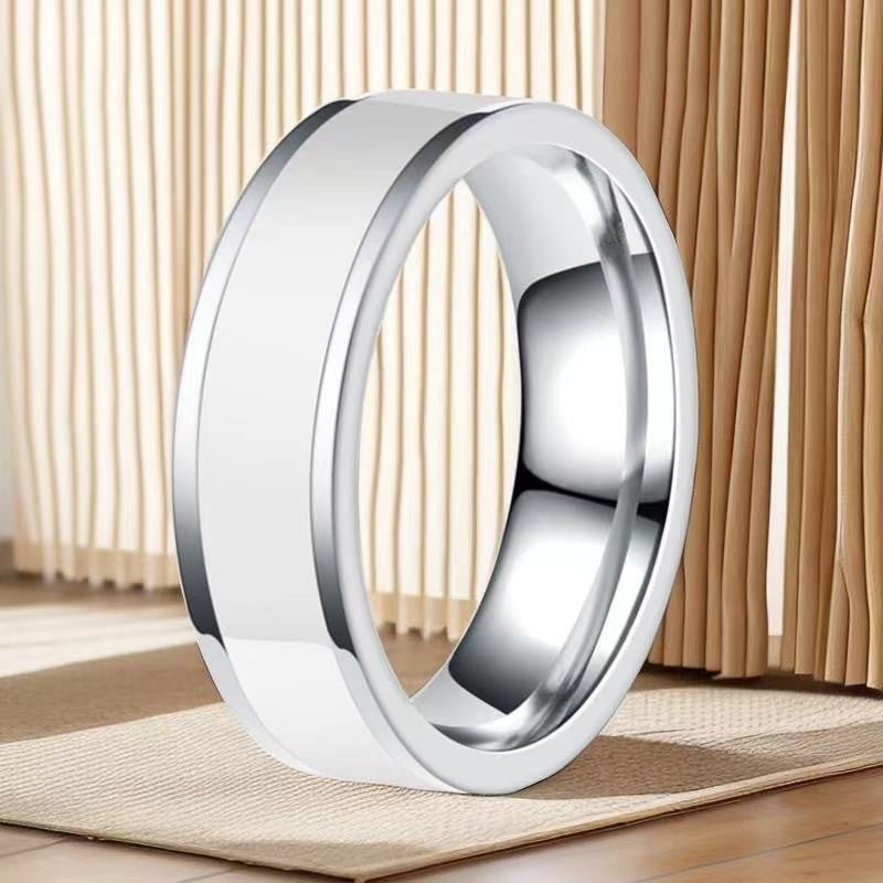 Women's Stainless Steel Female Niche Advanced Style Wide Titanium Simple Ring