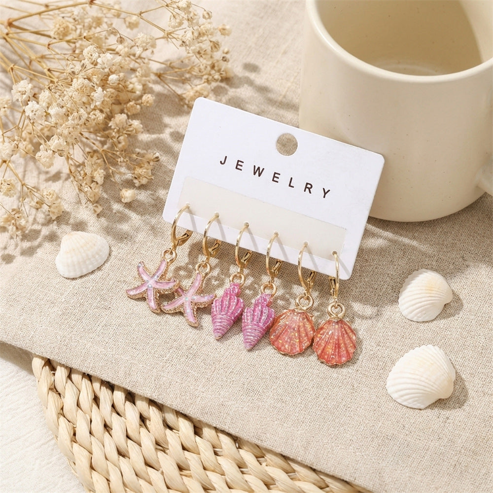Summer Drop Oil Glitter Marine Female Ear Earrings