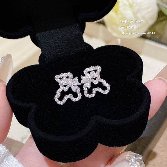 Women's Tie Bear Sweet Cute Temperament Simple High Sense Earrings