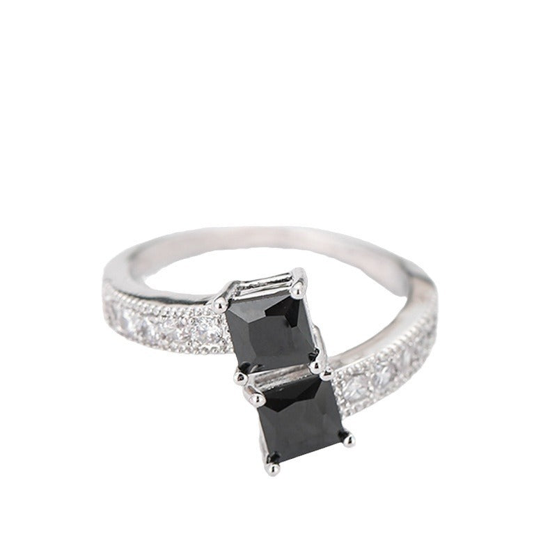 Square Zircon Diamond Geometric Cross Temperamental Minority Rings