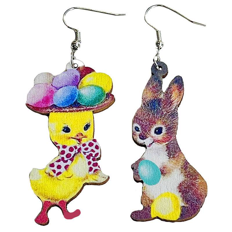 Children's Easter Ladies Cute Mushroom Cross Rabbit Earrings