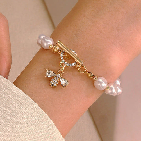 Diamond Bee Pearl Female French Entry Lux Bracelets