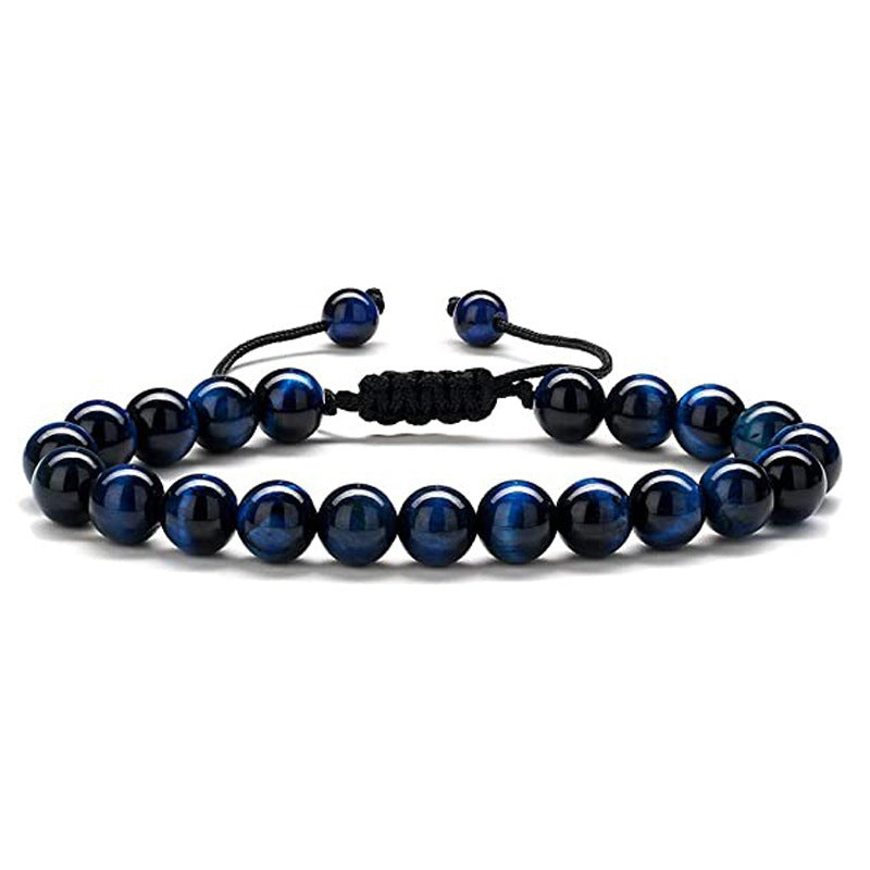 White Turquoise Woven Tigereye Lava Stone Bracelet