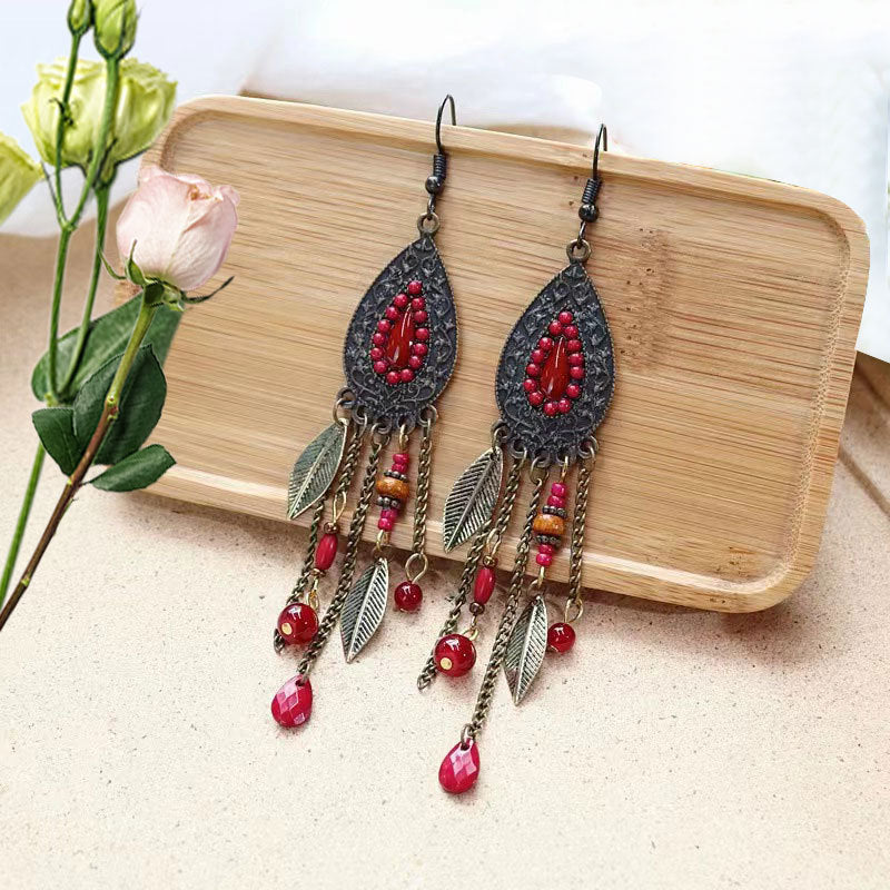 Ethnic Style Long Fringe Exotic Holiday Trip Earrings