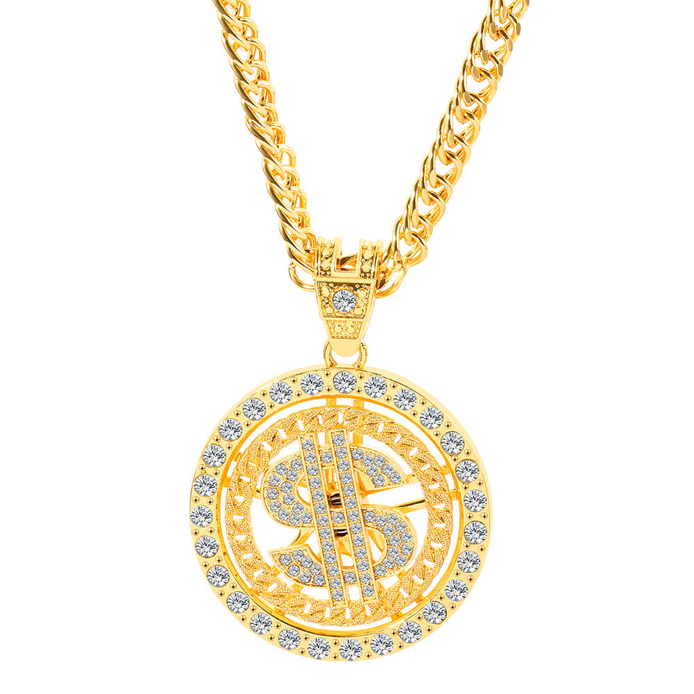 Fashion Trend Rotating Dollar Hipster Rotatable Necklace