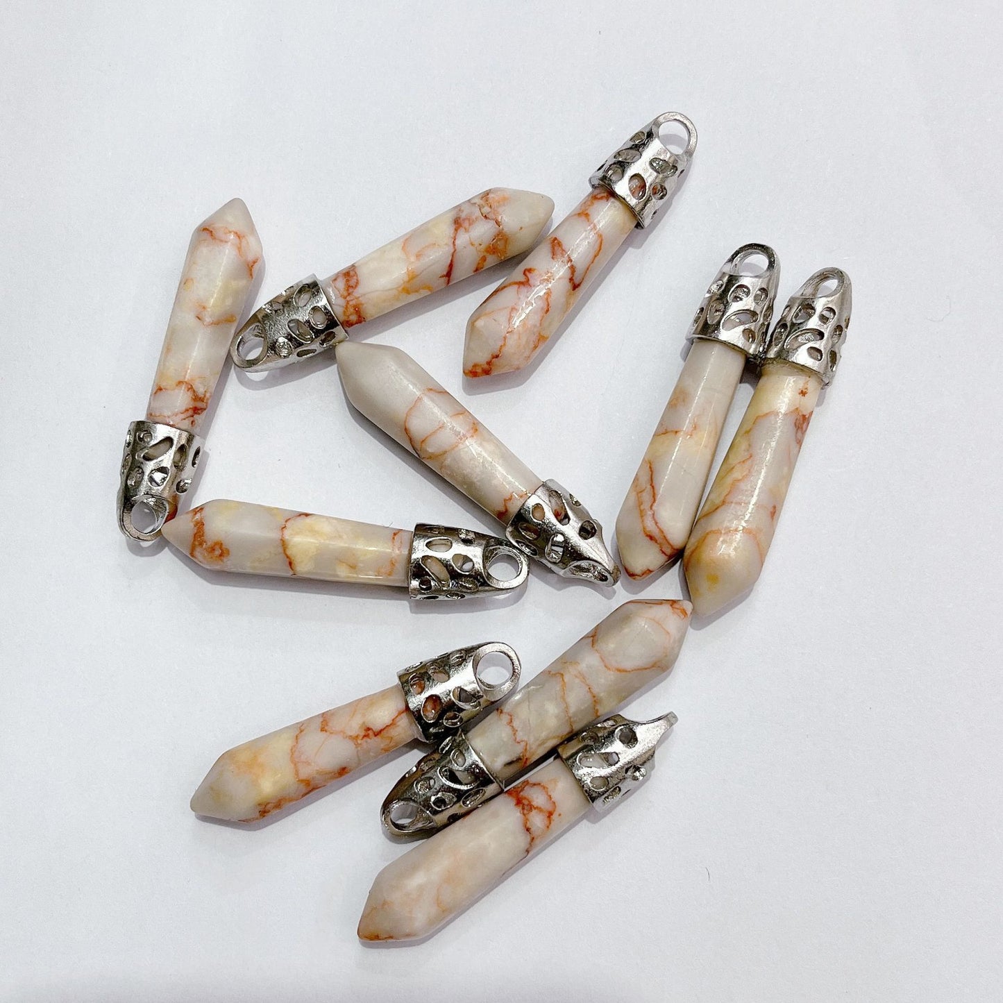 Crystal Agate Hexagon Prism Bullet Accessories Pendants