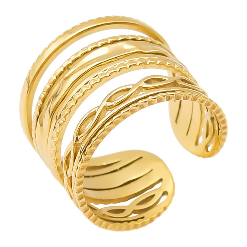Women's & Men's Geometric Pattern Cold Wind Minority Simple Rings