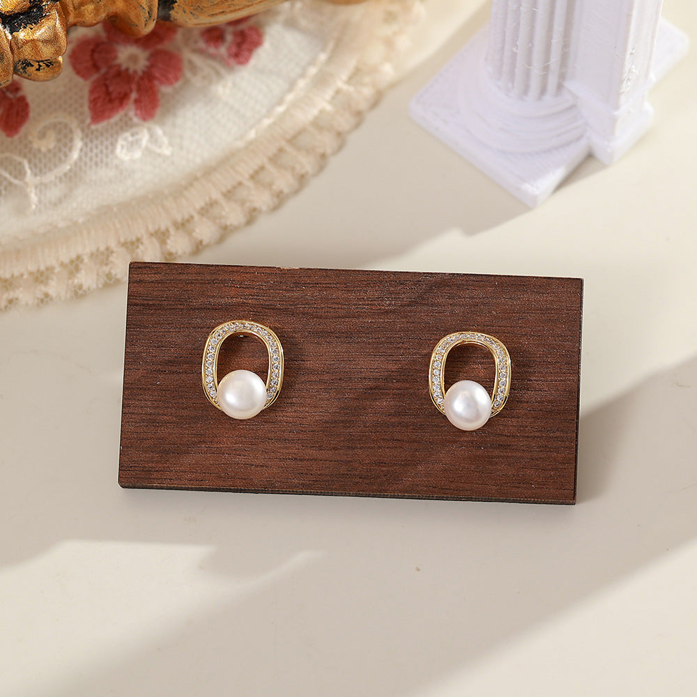 Freshwater Pearl Ear Fashionable Elegant High-grade Earrings