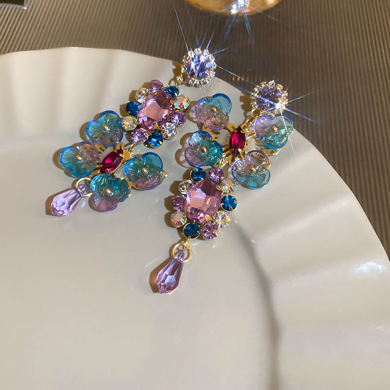 Needle Butterfly Enamel Vintage Court Style Delicate Light Luxury Earrings