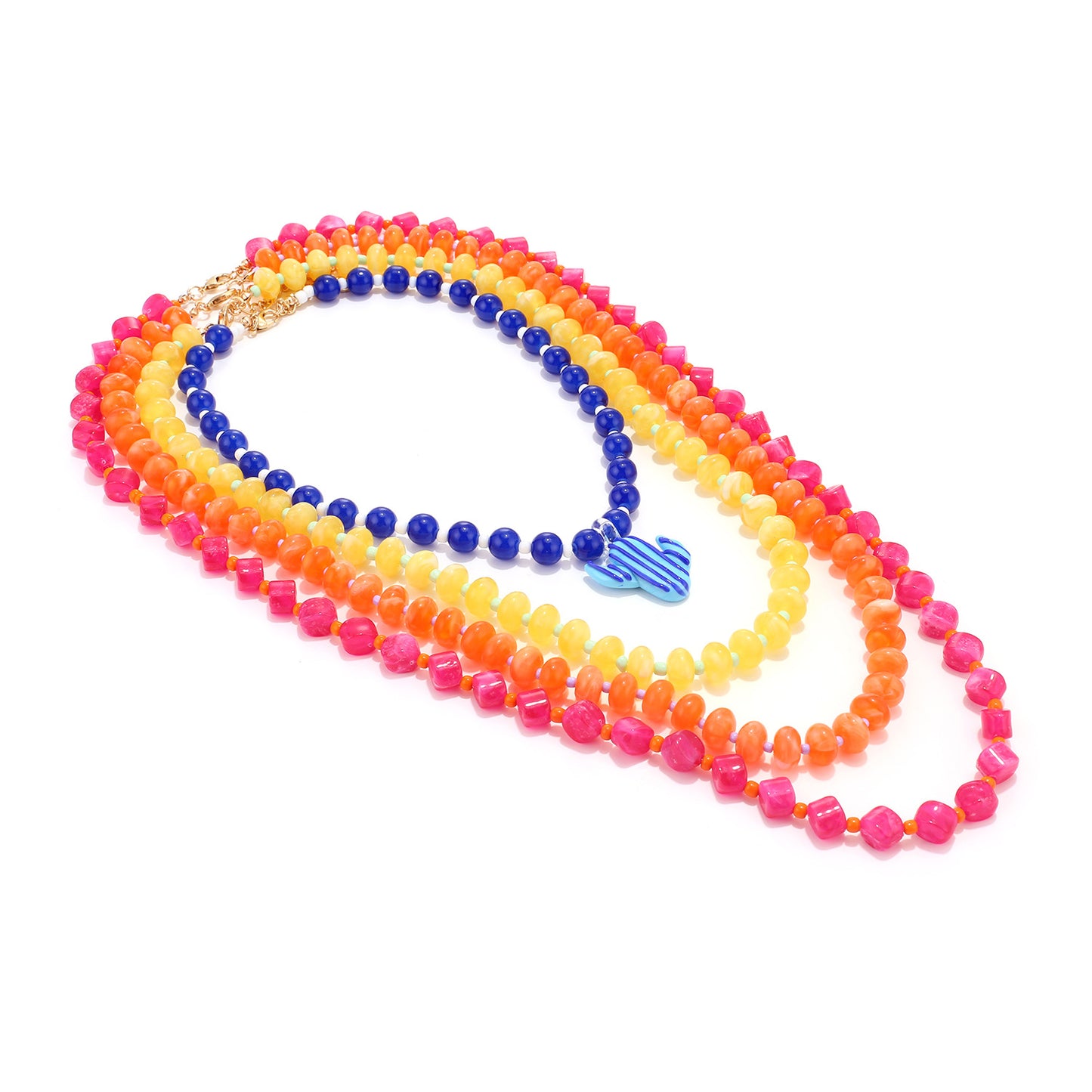 String Colorful Beads Cactus Waterfall High-grade Contrast Color Necklace