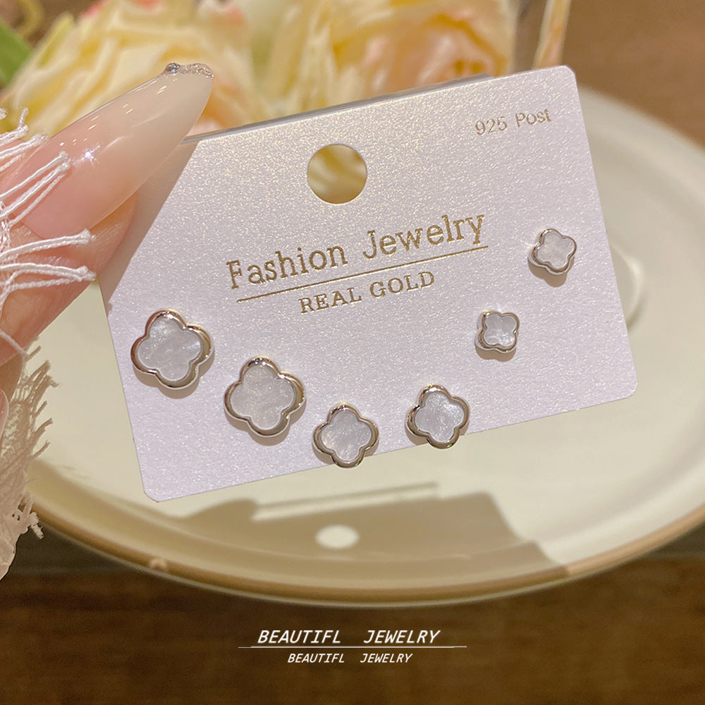 Women's Needle One Card Three Pairs Earings Small Delicate Summer High-grade Stud Earrings