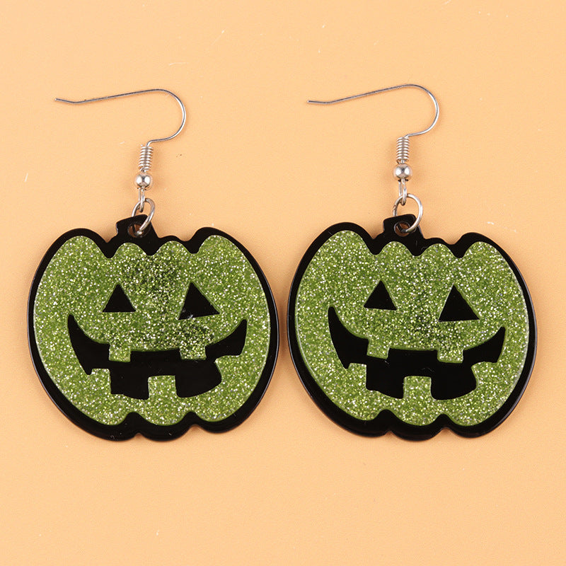 Halloween Design Sense Grimace Pumpkin Acrylic Creative Funny Earrings