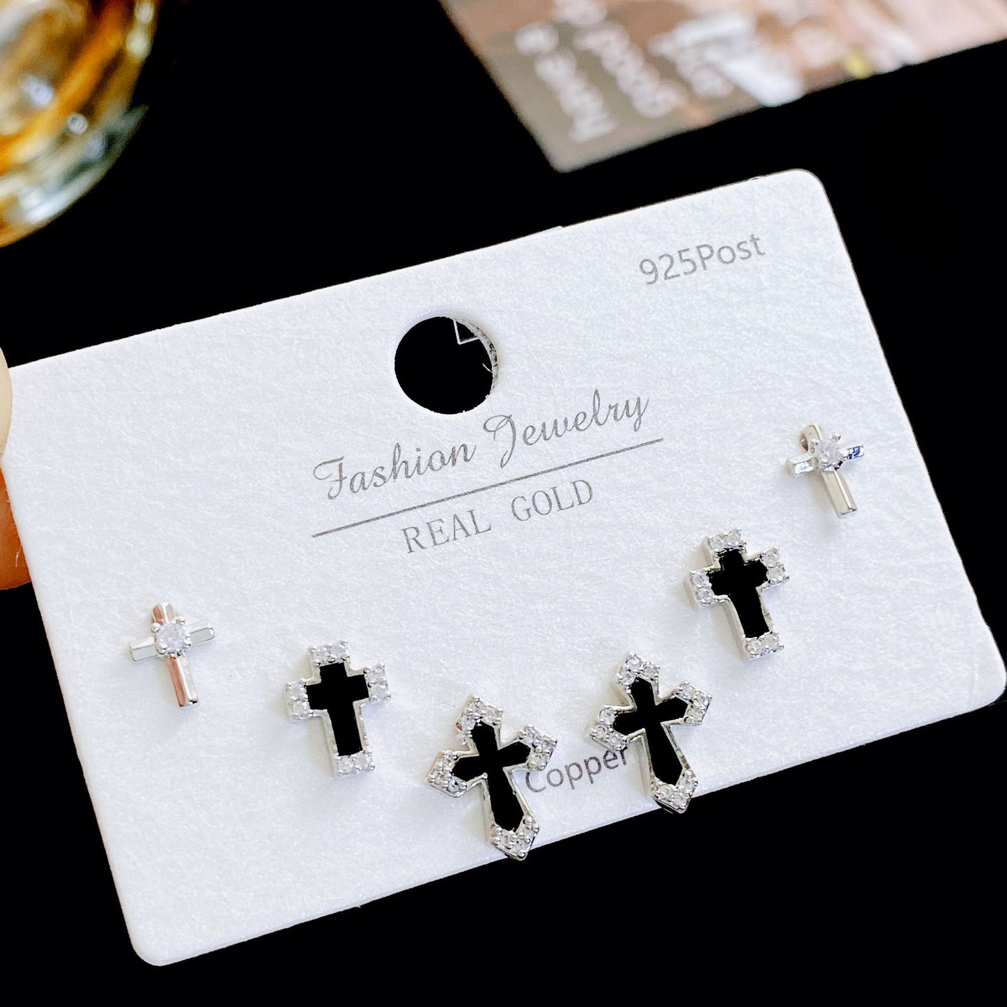 Women's Needle Simple Series Three Pairs Storage Ear Rings