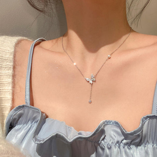 Women's Butterfly Tassel Light Luxury High-grade Clavicle Necklace