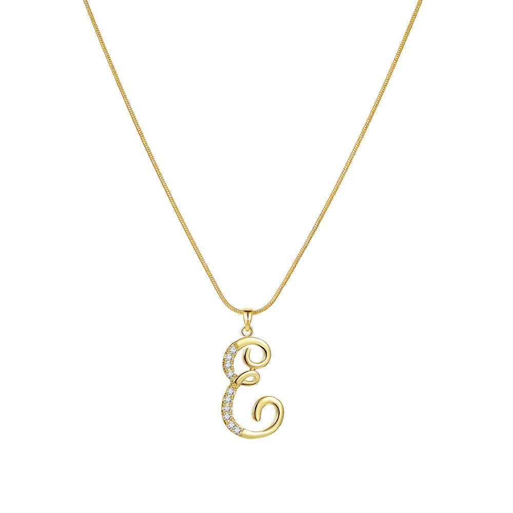 Simple Copper Inlaid Zircon Snake Chain Gold Advanced Necklaces