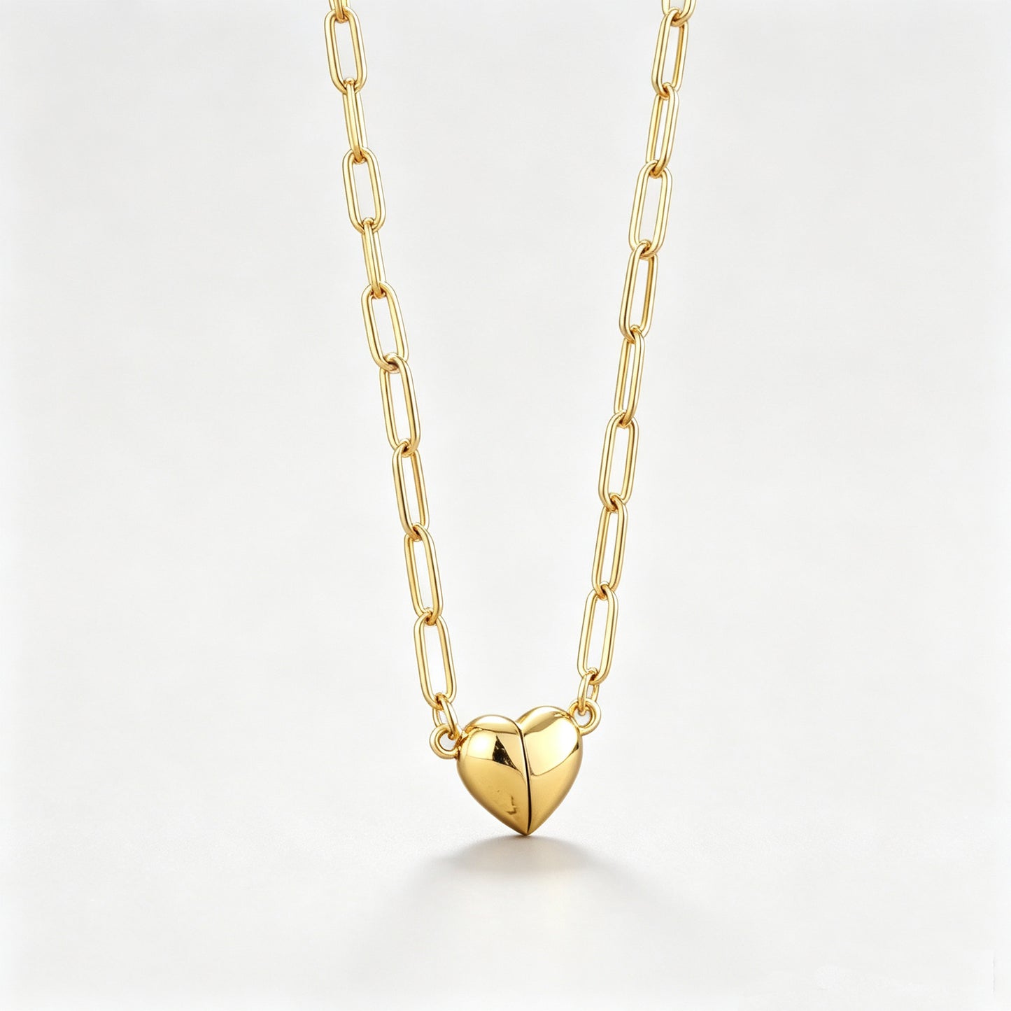 Women's Love Heart Magnet Stainless Steel Return Chain Heart-shaped Necklace