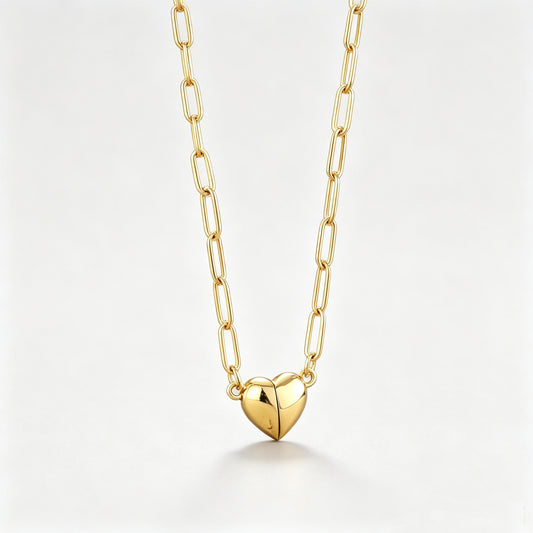 Women's Love Heart Magnet Stainless Steel Return Chain Heart-shaped Necklace