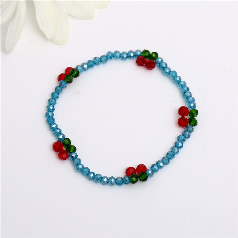 Crystal Cherry Female Korean Style Hand-woven Bracelet