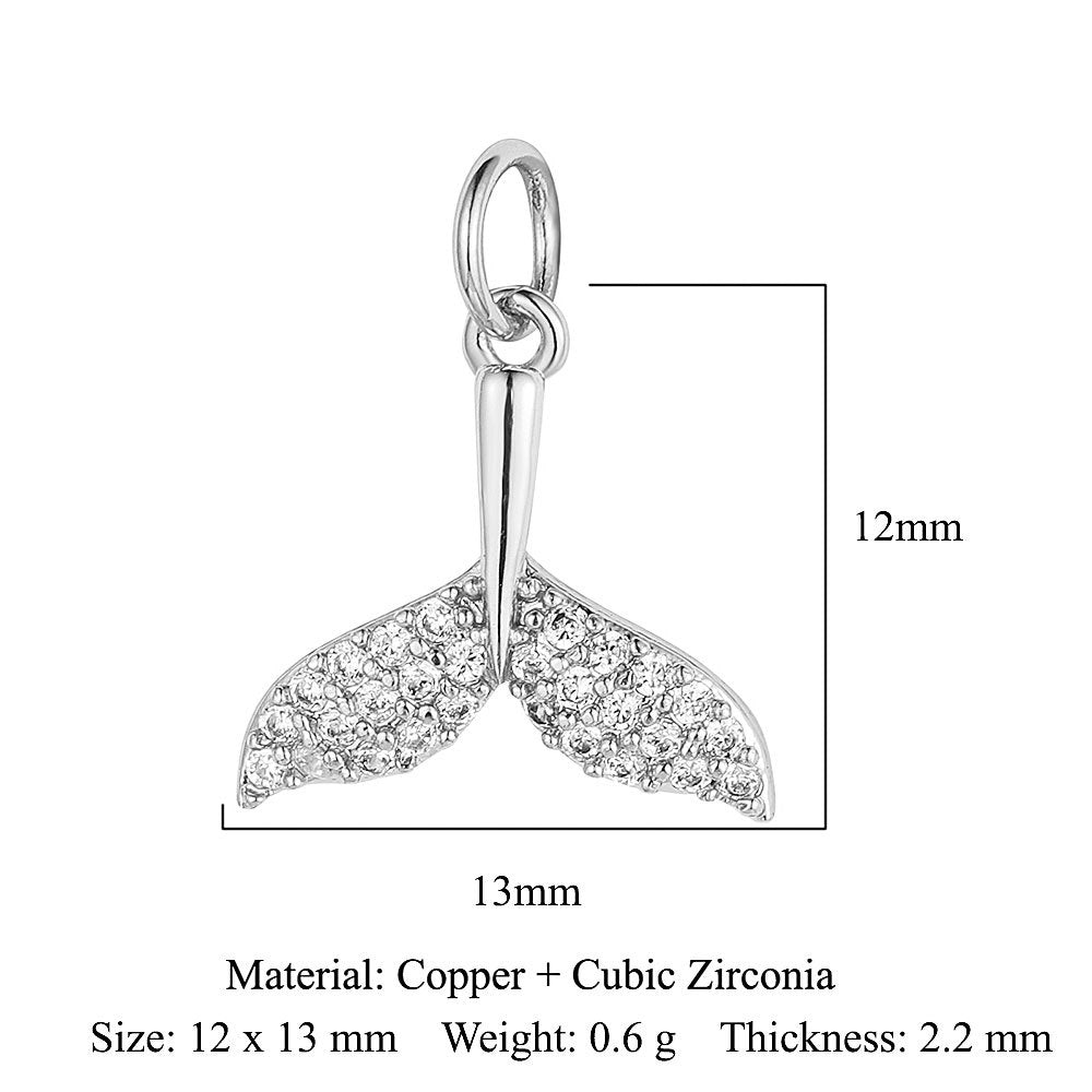 Snake Small Fish Copper Zircon Whale Tail Pendants