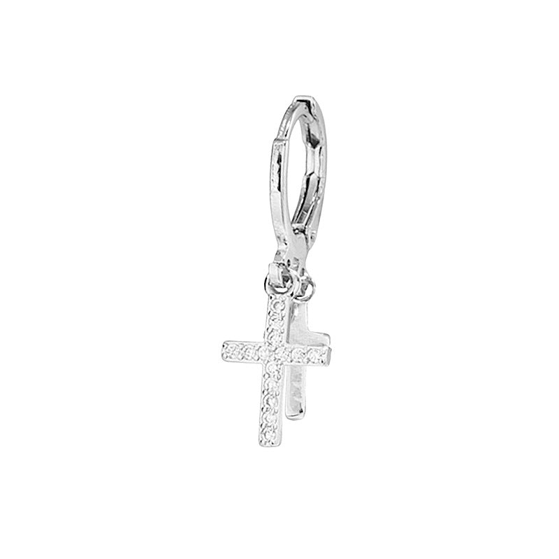 Selection Blue Diamond Cross Clip Personality Fashion Cool Korean Style Ear Buckle