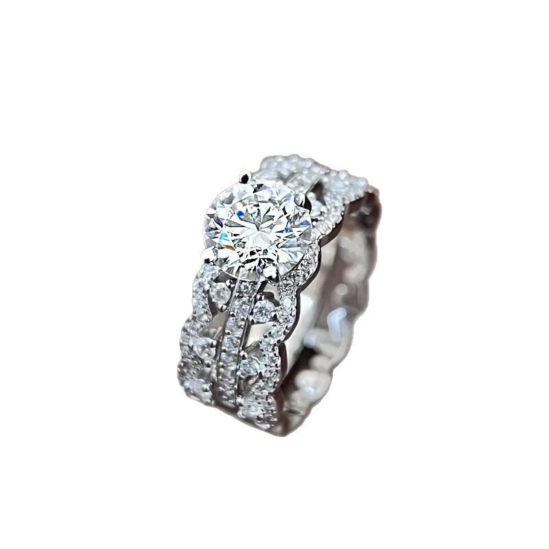 Luxury Inlaid Zircon Female Advanced Style Ring