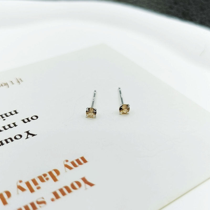 Sier Pin Simple Exquisite Petite Ear Stud Earrings