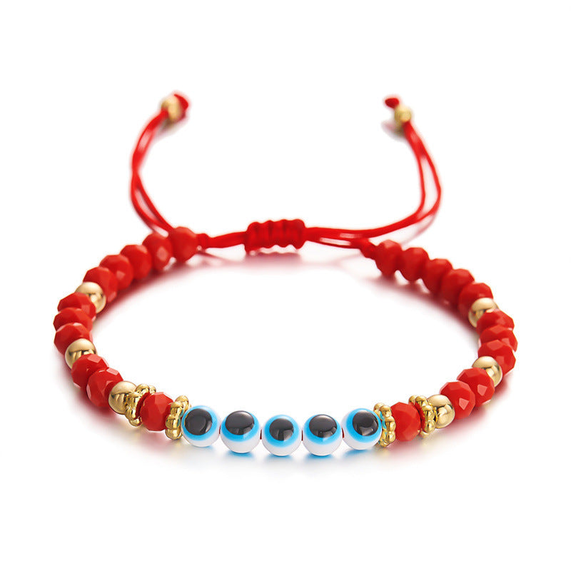 Blue Eyes Red Bead Beaded Weave Bracelets