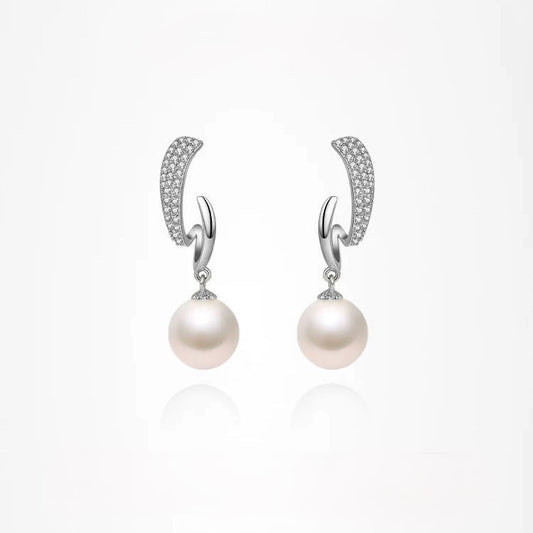 Sterling Sier Needle Pearl Female Ear Clip Stud Earrings
