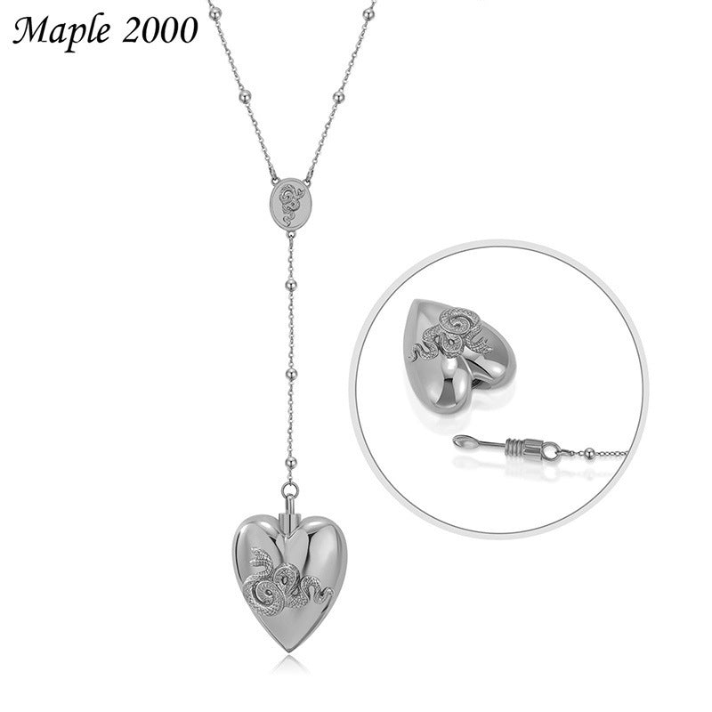 Heart Shape Urn Titanium Steel Family Memorial Necklaces