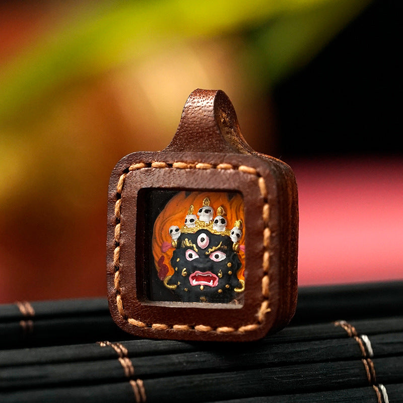 Leather Shell Tibetan Wipe Cover Niche For Statue Pendants