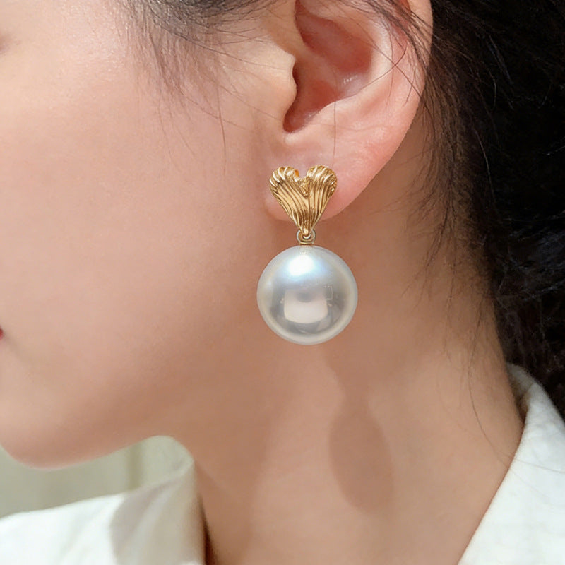 Needle Imitation Pearl Love Pattern Geometric Round Elegant Graceful French Rings