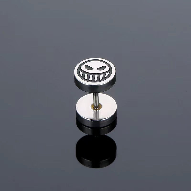 Women's & Men's Steel Smiley Face Ear Stainless Bone Nail Style One Earrings