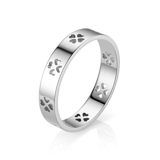 Clover Diamond Couple Stainless Hollow Design Ring