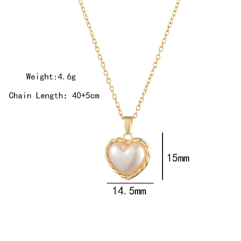 Women's Pearl Heart Niche Temperament Lace Light Luxury Clavicle Necklaces