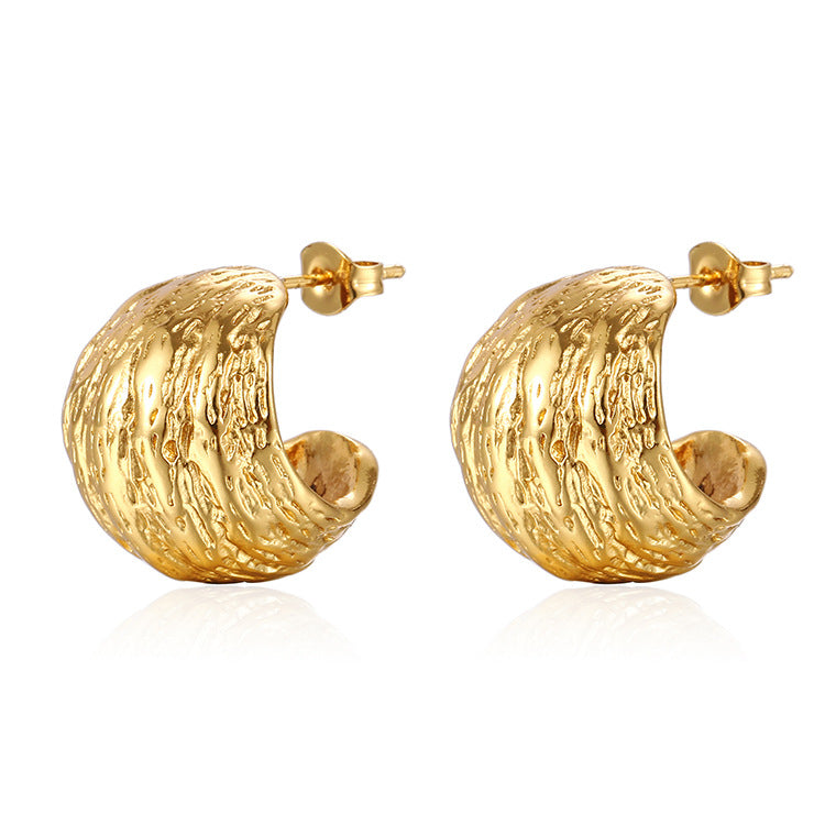 Women's Stainless Steel Light Luxury Plated Semicircle Earrings