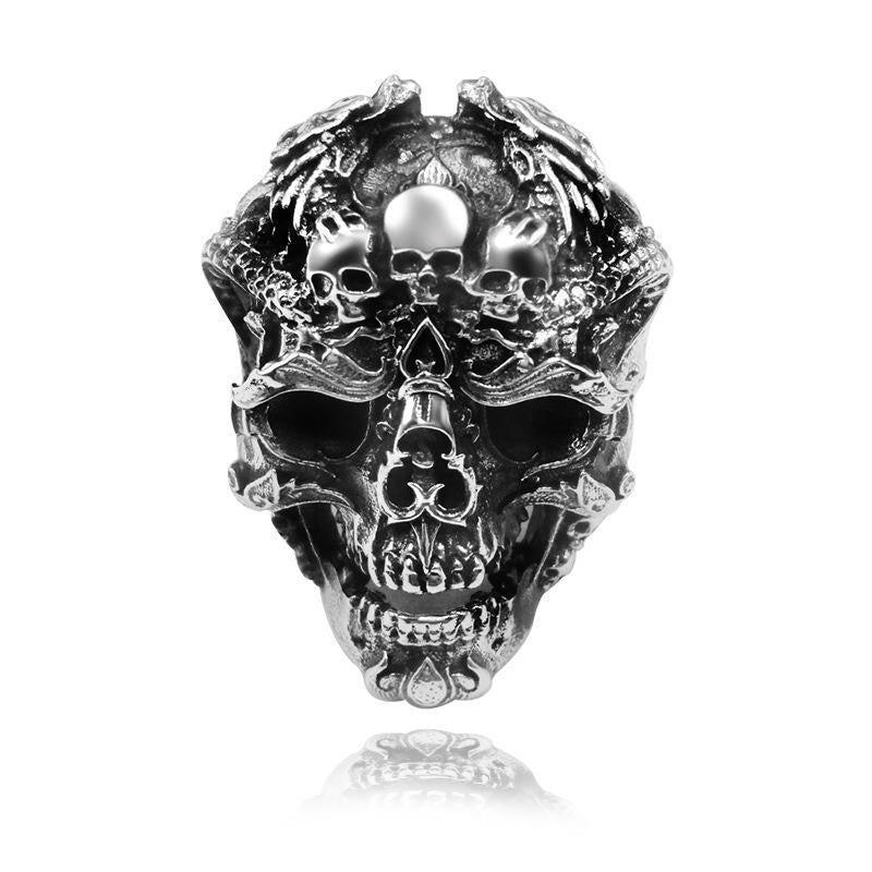 Men's Thai Sier Exaggerated Domineering Skull Opening Rings