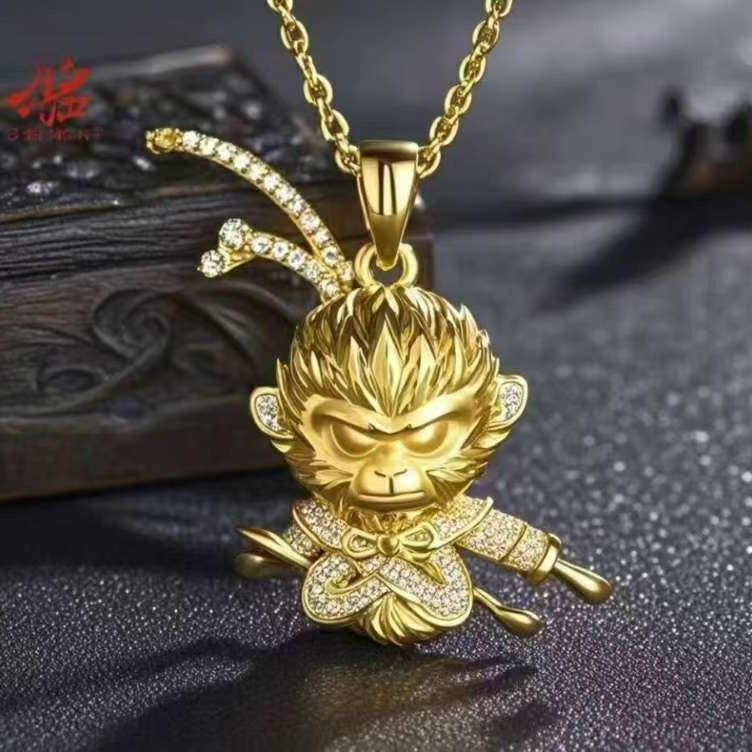 Brass Gold Plated Game Black Myth Inlaid Stone Pendants