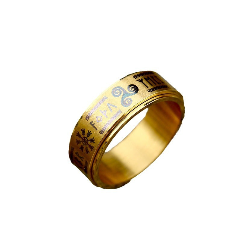 Men's Retro Stainless Steel Rotatable Fashion Simple Ring