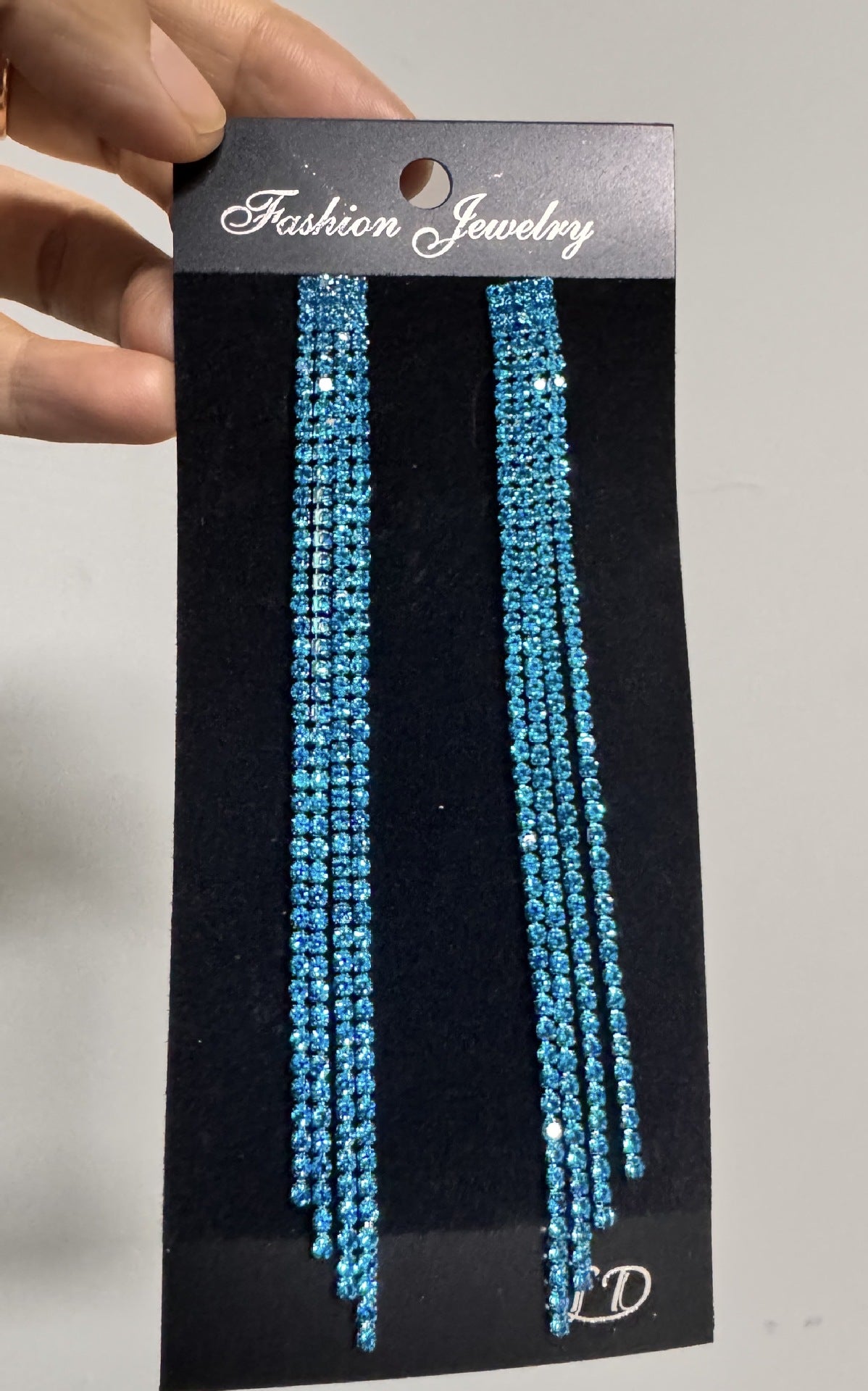 Sparkling Full Rhinestone Long Fringe Female Earrings