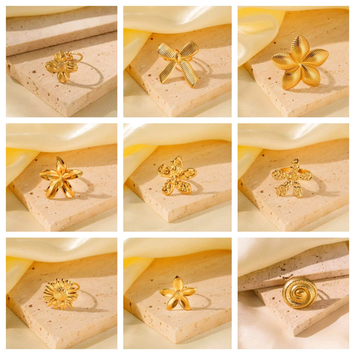 Style Flower Titanium Steel Female Personality Stylish Round Thread Gold Ring