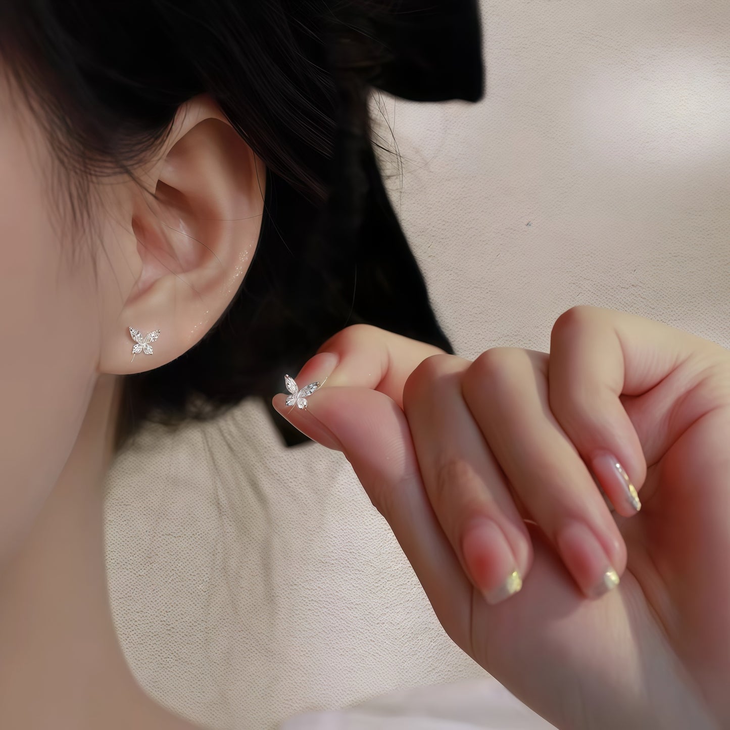 Butterfly Design Light Luxury High-grade Sleep No Need To Take Stud Earrings