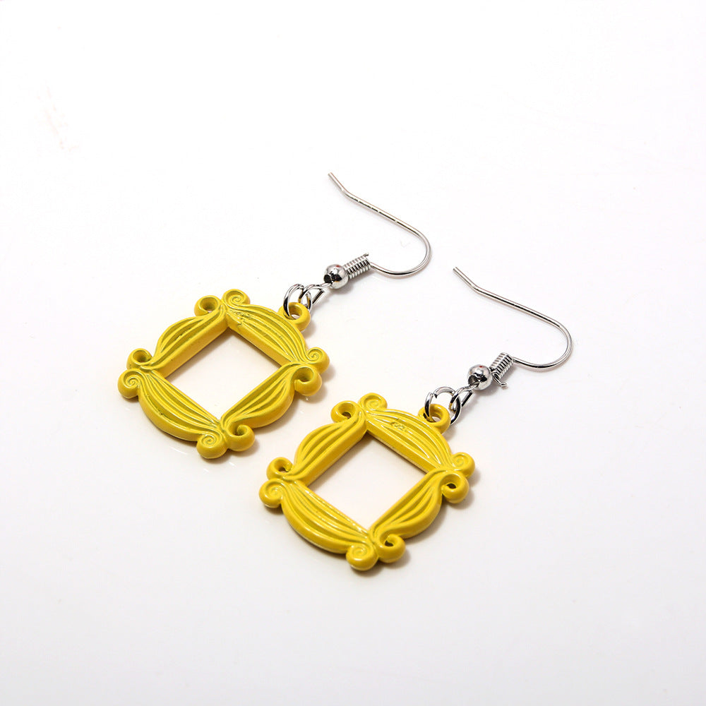 Friends Frame Ear Hook Resin Cartoon Door Films Television Commemorative Earrings