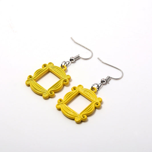 Friends Frame Ear Hook Resin Cartoon Door Films Television Commemorative Earrings