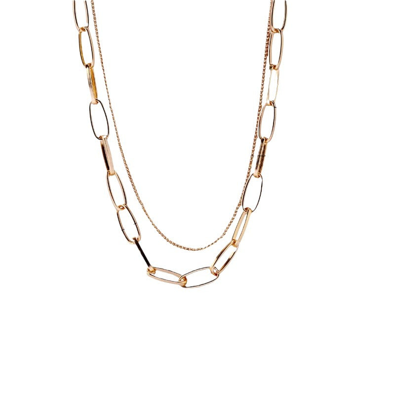 Trendy Bright Bead Stainless Steel Fashionable Gold-plated Necklace