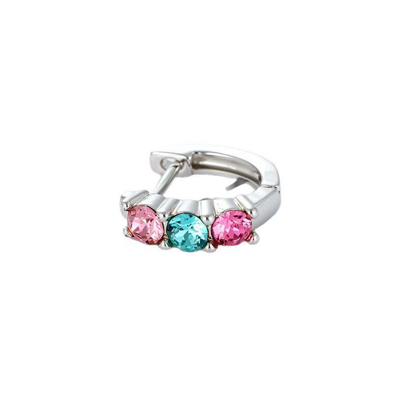 Zircon Candy Color Straight Needle Exquisite Clip Ear Buckle