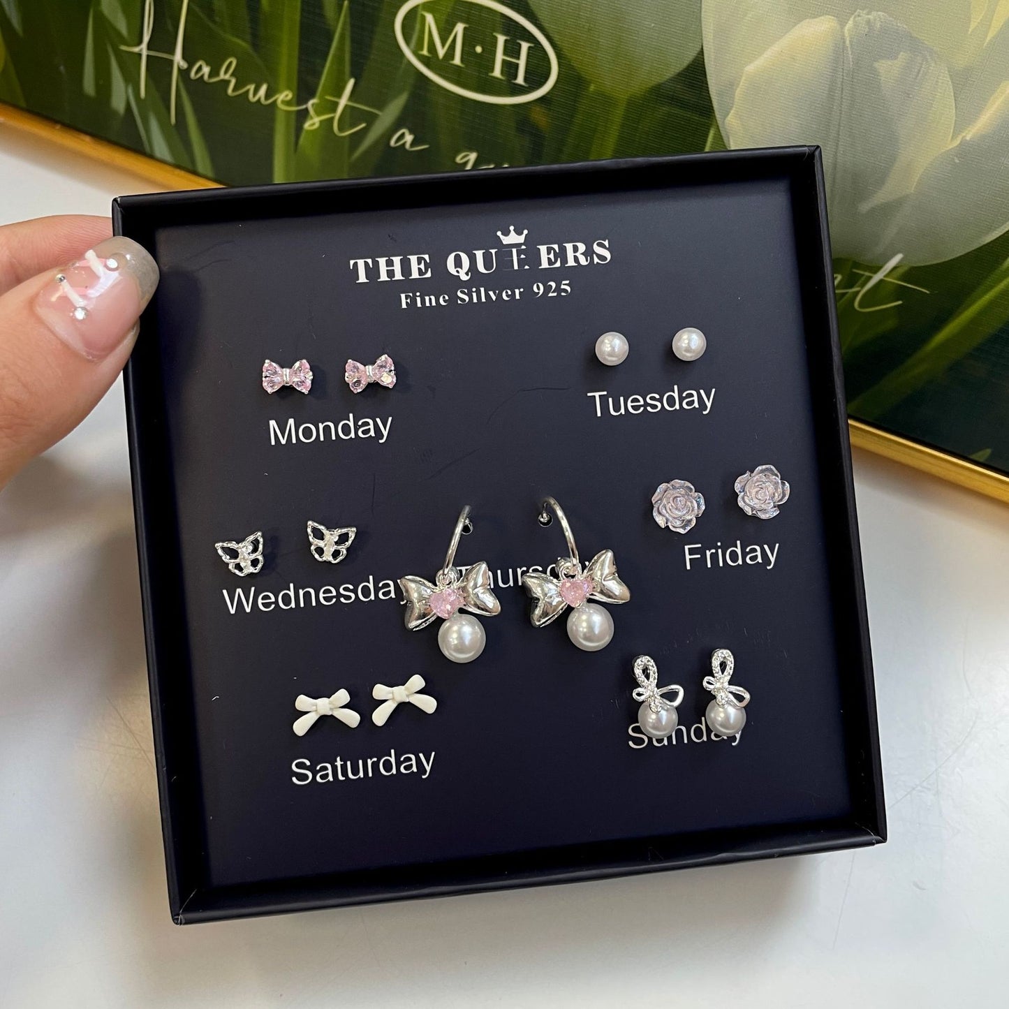 One Week Gift Box Fresh Simple Flowers Female Earrings