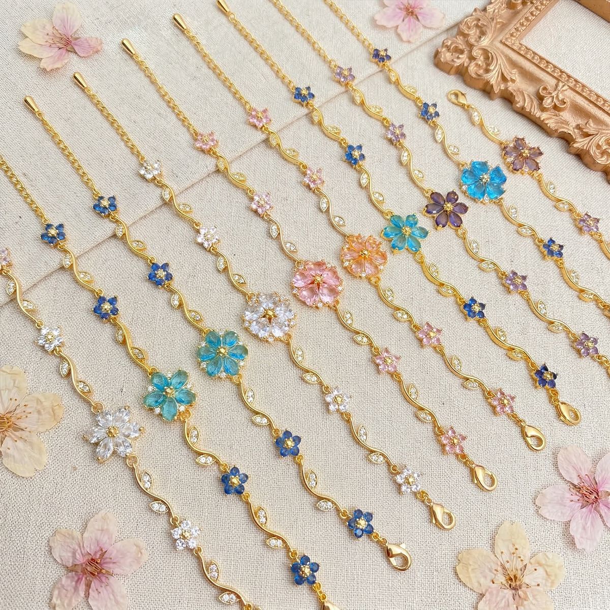 Style Flower Bow Tie Small Fresh Copper Inlaid Zircon High Bracelet