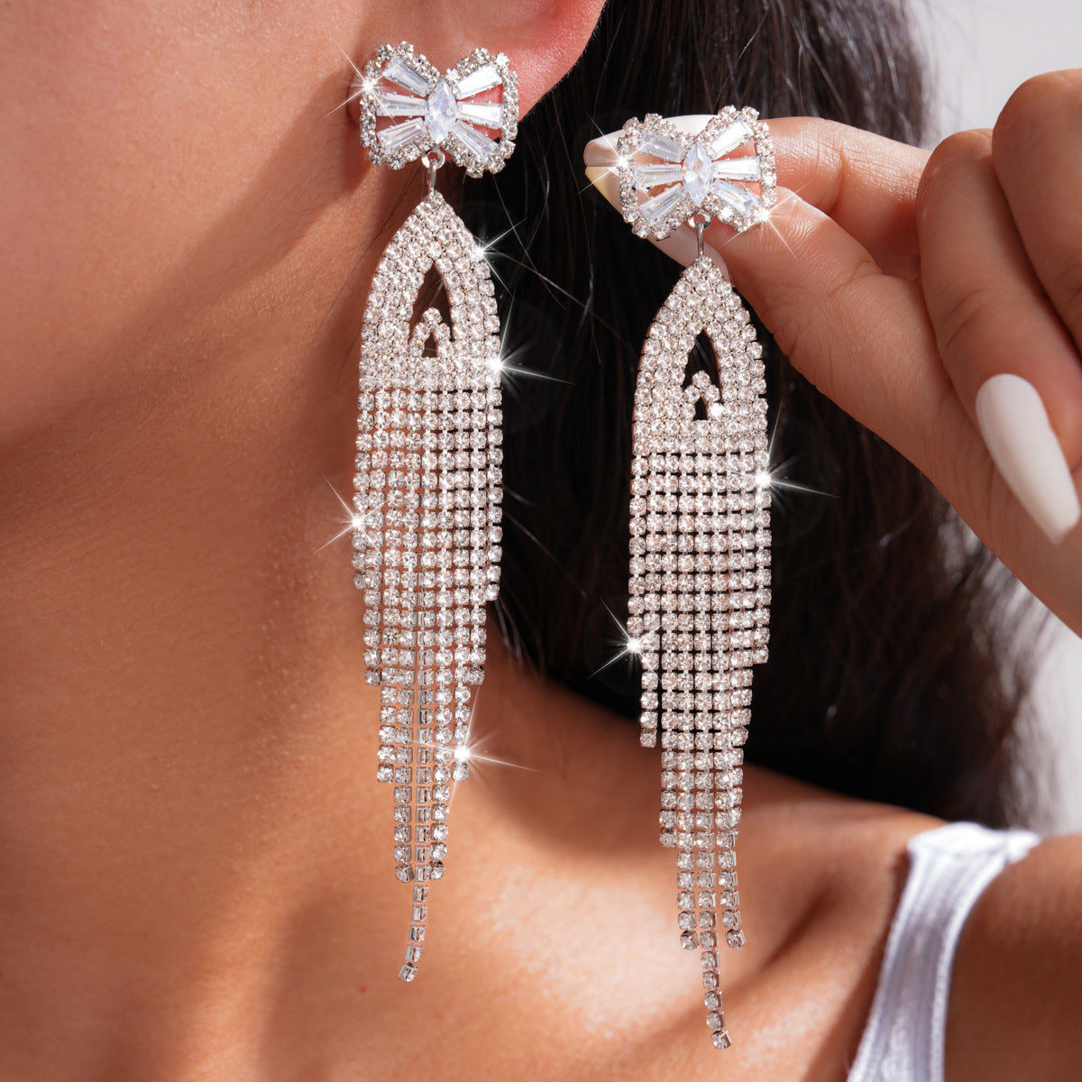 Women's Sier Diamond Tassel Light Luxury High-grade Simple Rings