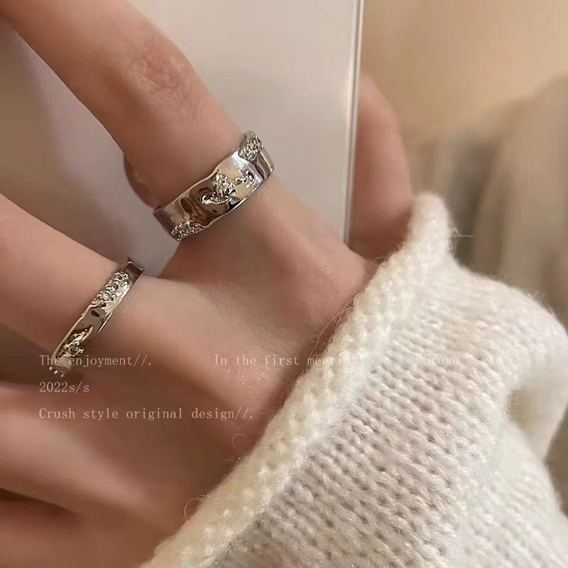 Open-end Zircon Female Cold Design Couple Rings