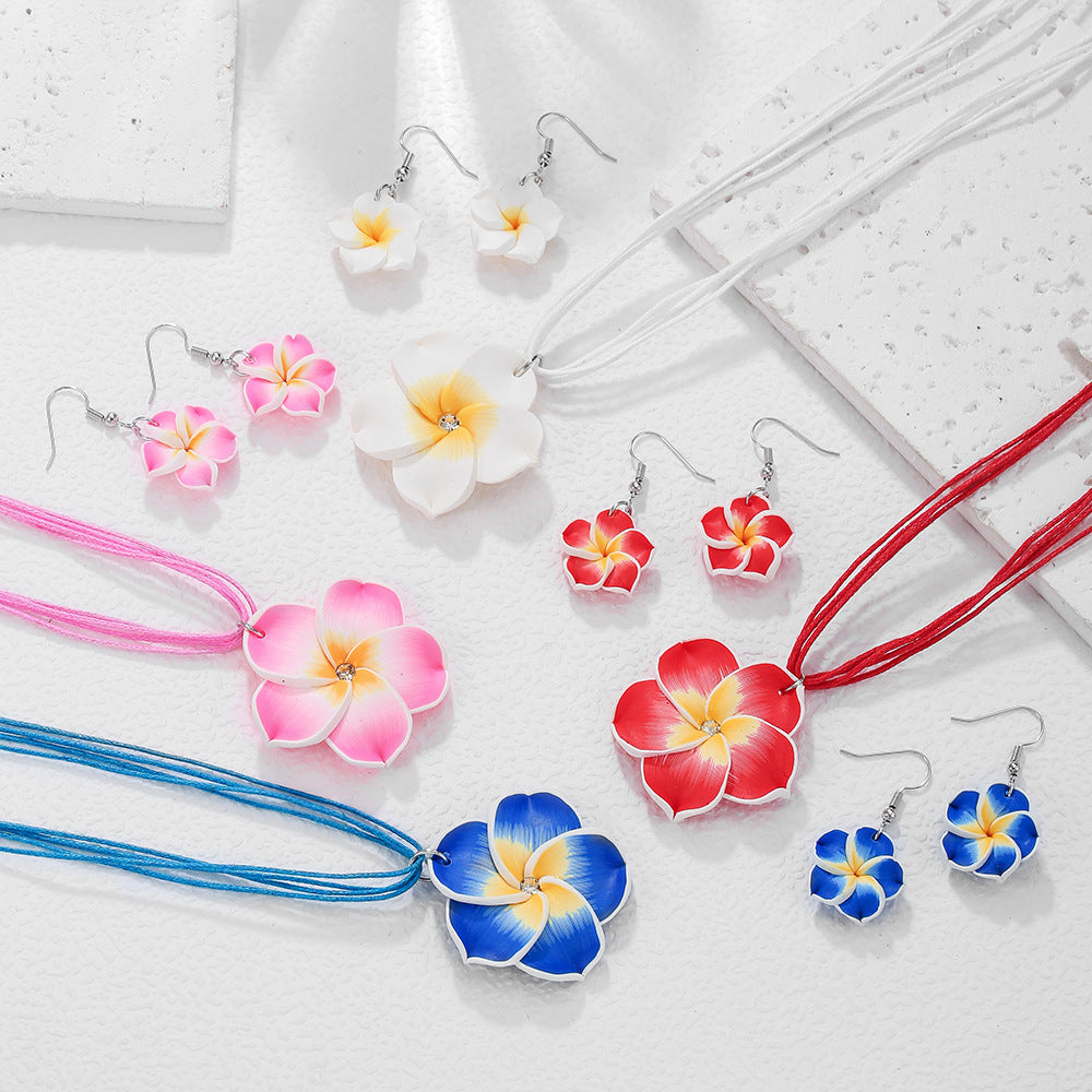 Fresh Rich Flowers Wax Rope Suite Polymer Necklace